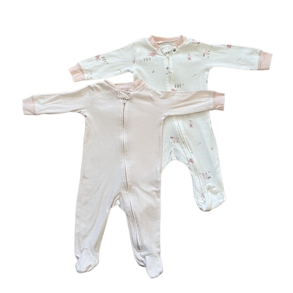 2 Pack Girls 6M Zip Up Pajamas Bundle - Picture 1 of 3